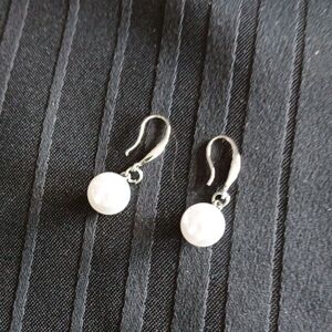 Elegant Silver and White Pearl Earrings